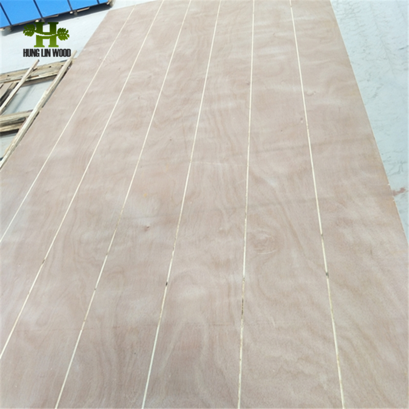 Poplar Material Pine Veneer V U W Grooved Plywood Slotted Plywood