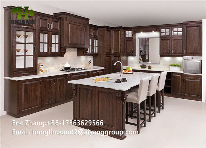 Home Grey Fix Birch Solid Wood Kitchen Cabinets Manufacture China